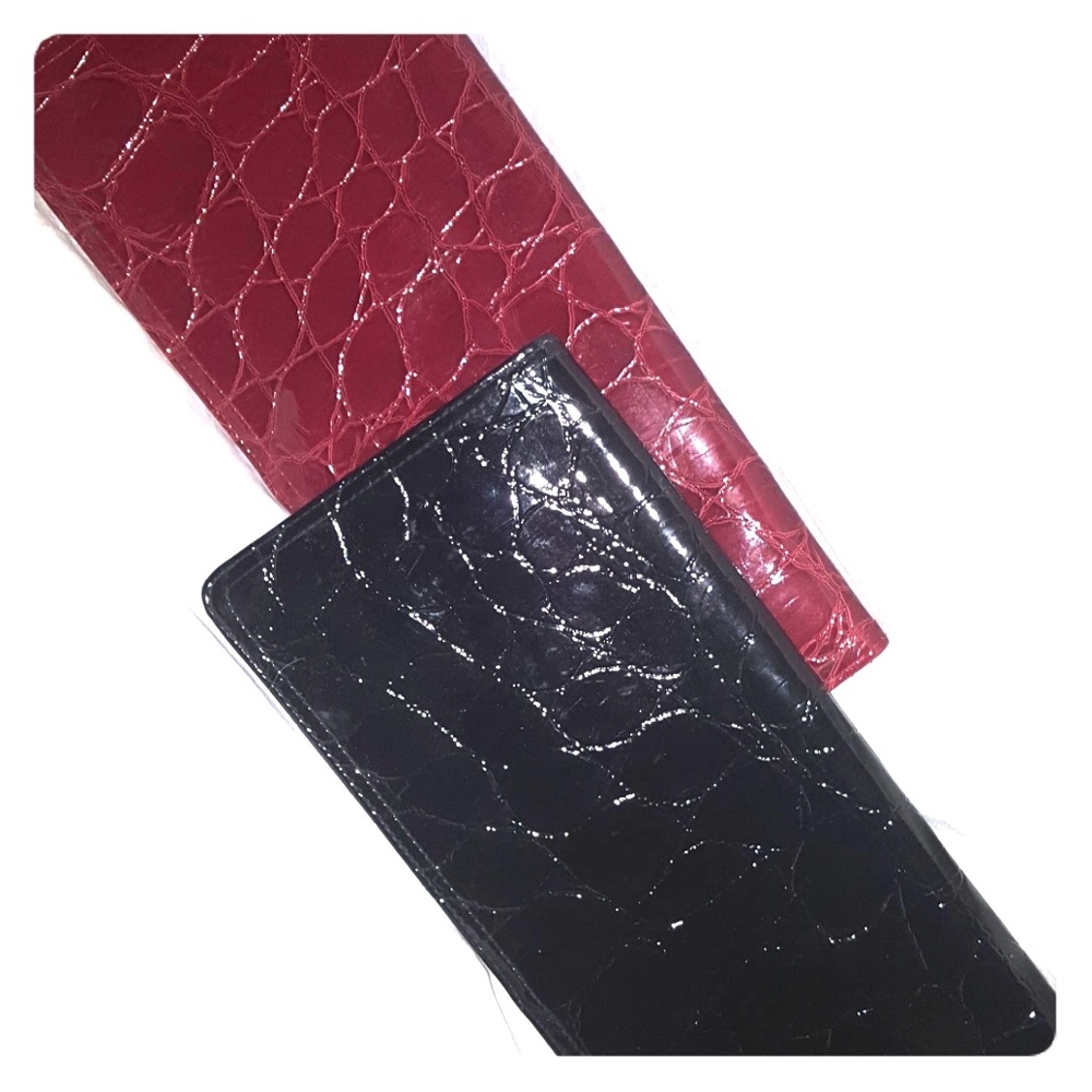 Red and Black Oversized Leather Clutch