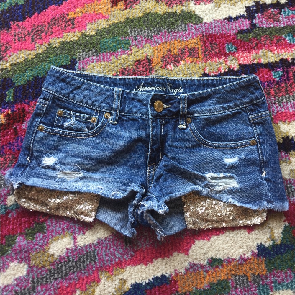 Sequin pocket American eagle shorts