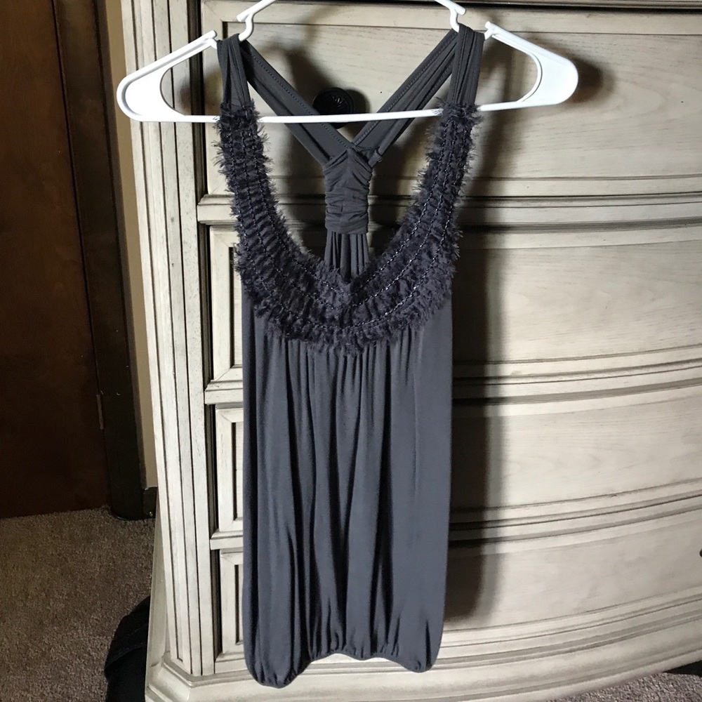 Gray sexy crossed back shirt