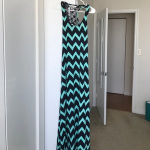 Fun navy blue and mint green maxi dress!