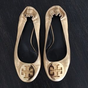 Tory Burch Gold Flats