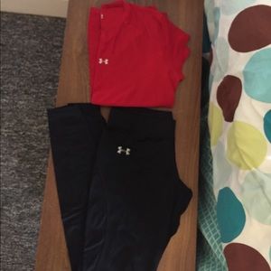 Under armor  Leggings S, shirt youth XL/ adult S