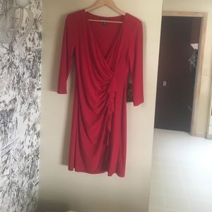 Red faux wrap dress