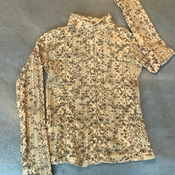 Signal Dekel Button Back Faux Turtleneck Sheer Top - Picture 2 of 4