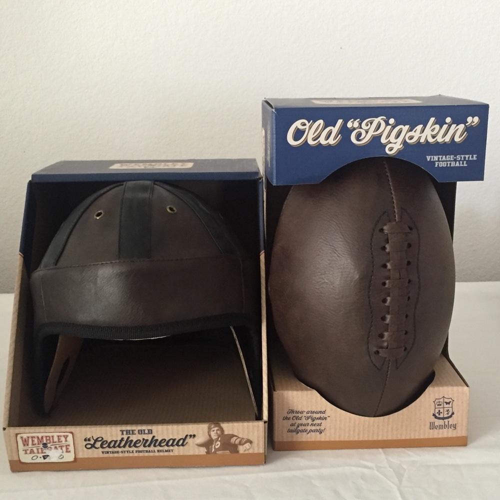 Vintage Football Helmet and Football