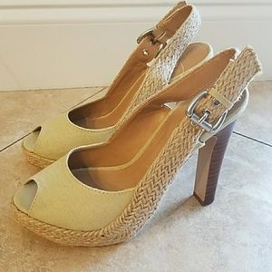 Slingback peep toe heels