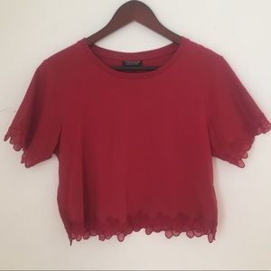 TOPSHOP cropped tee with lace detail