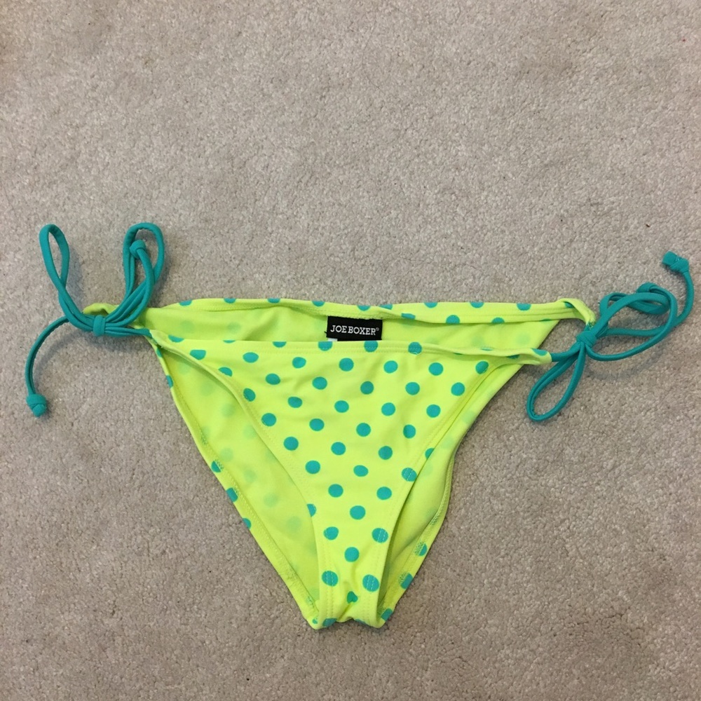 Joe Boxer yellow and blue polka dot bikini bottoms