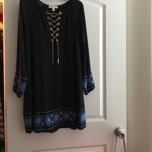 Michael Kors Navy Embroidered Chain Link Dress