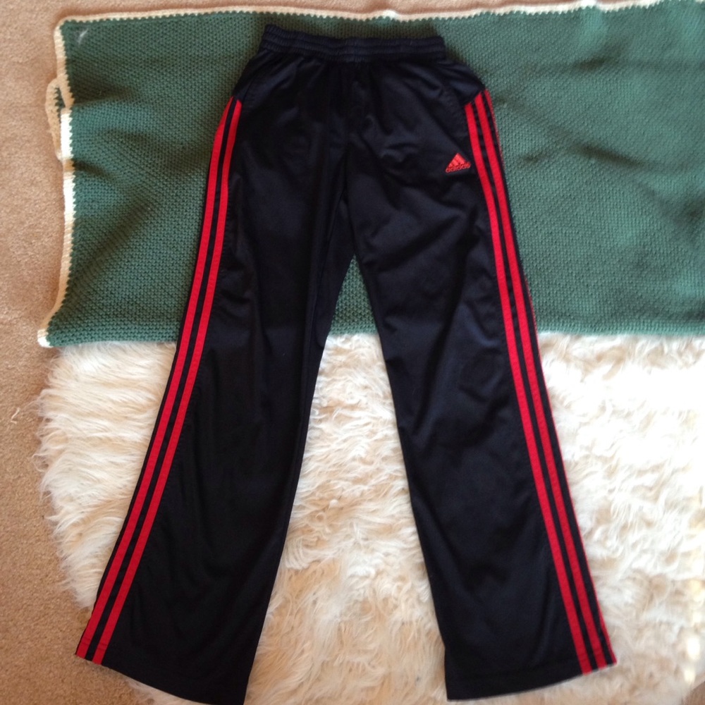 Black and red adidas active wear pants
