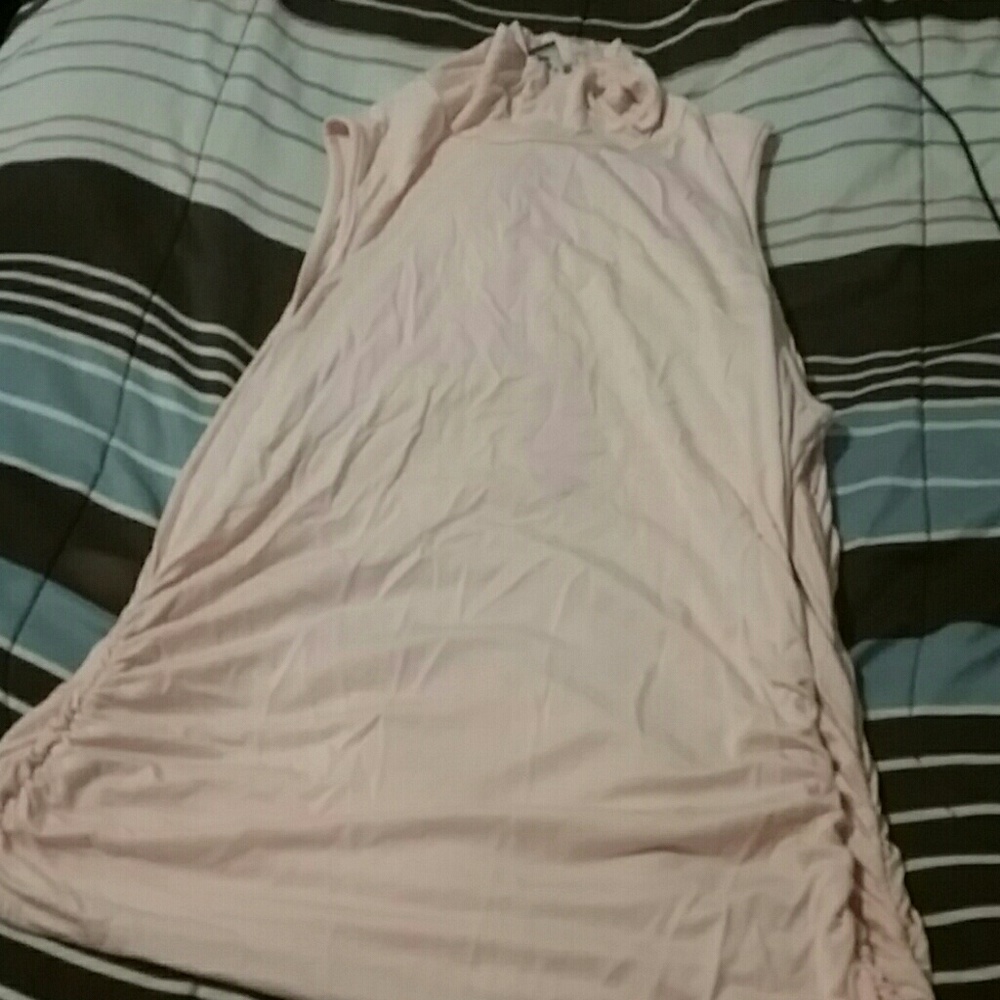 Sleeveless  turtleneck  long powder pink dress