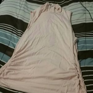 Sleeveless  turtleneck  long powder pink dress