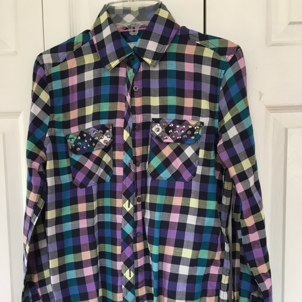 ❤️ FREE ❤️! READ BELOW , Colorful Plaid Shirt!