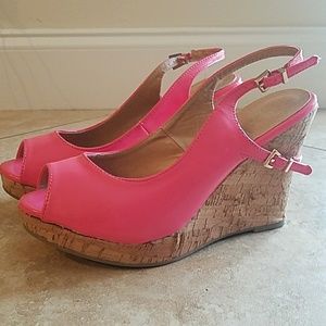Hot pink platform wedges - 3 1/2"