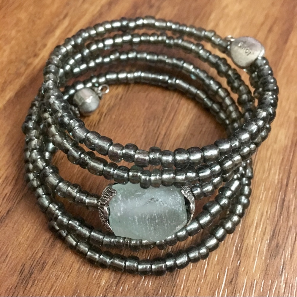 Handmade Wrap Bracelet Silver Stone Stacking - Picture 2 of 2