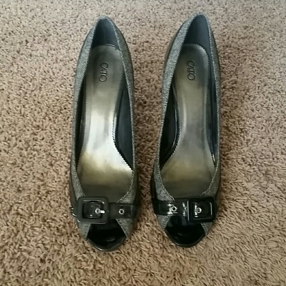 Black and grey heels