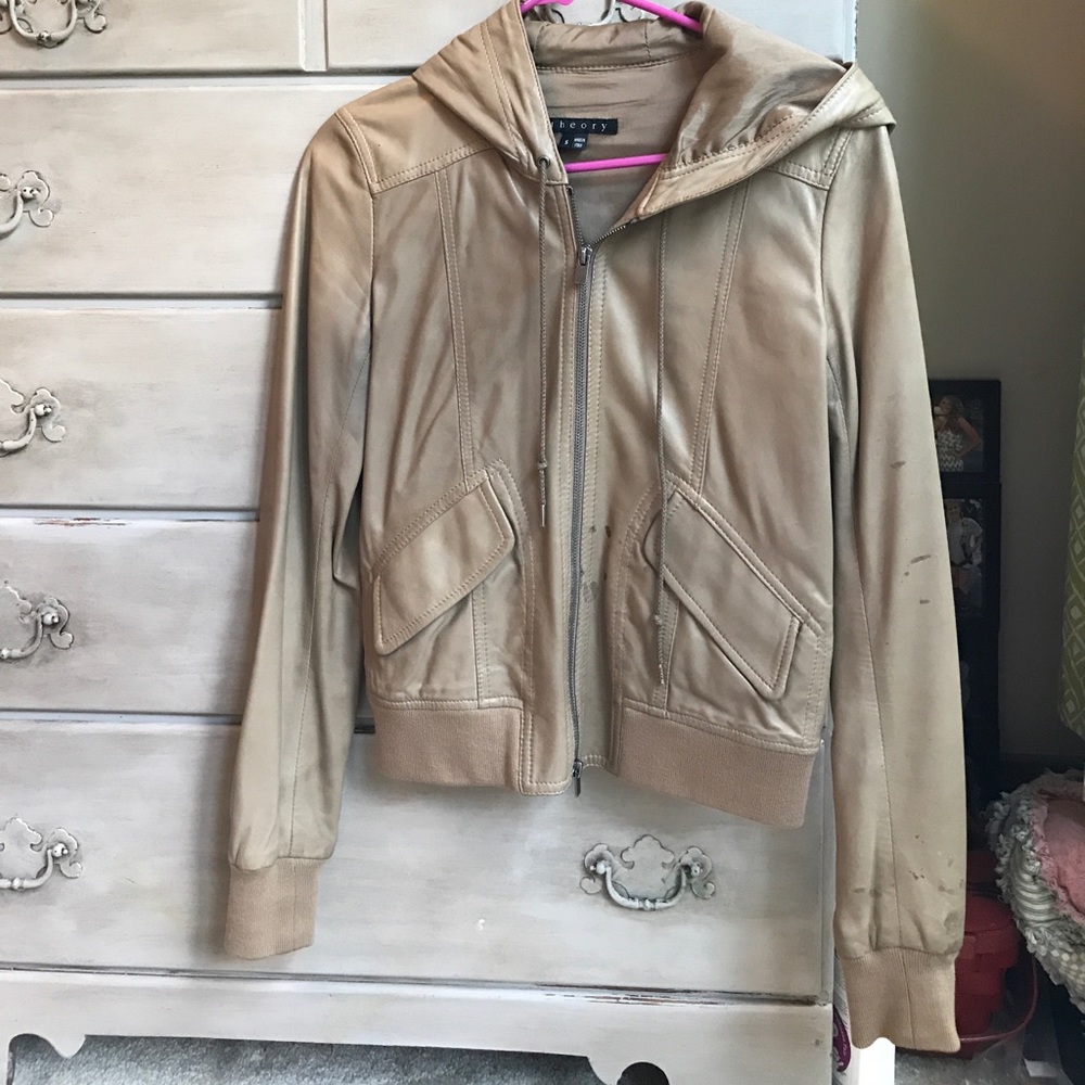 Theory Leather Bomber Jacket