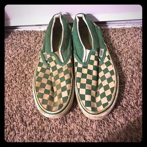 Green and white checkered vans.