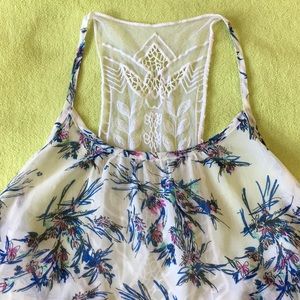 Sheer Floral High Low Tank