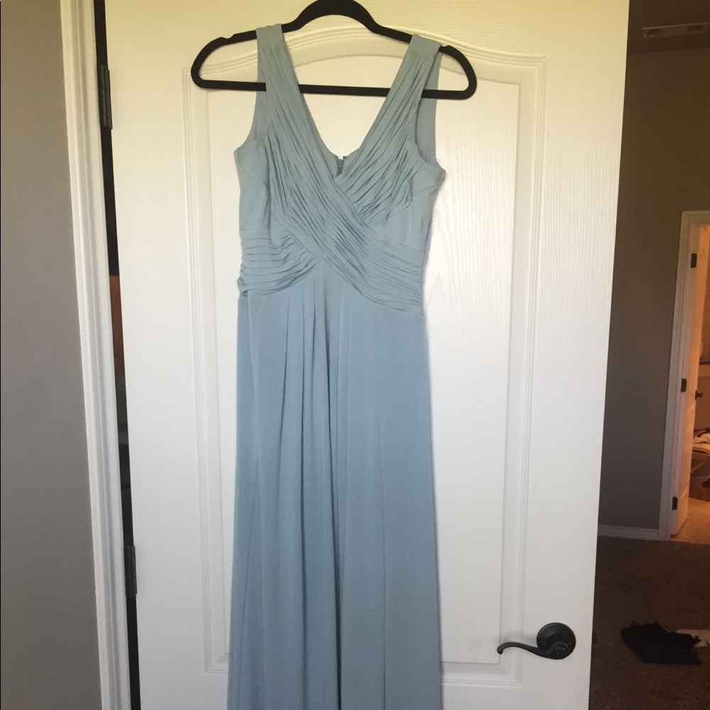 Melrose dusty blue bridesmaid dress