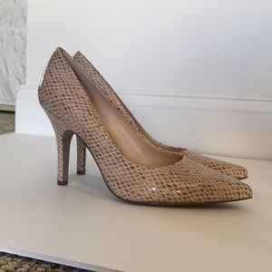 Nine West Nude Snakeskin Heels