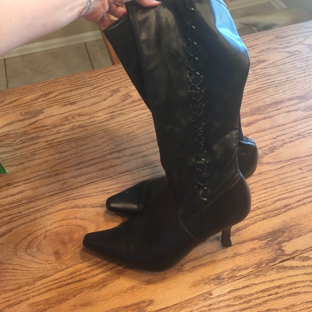 Women's black zip up boots