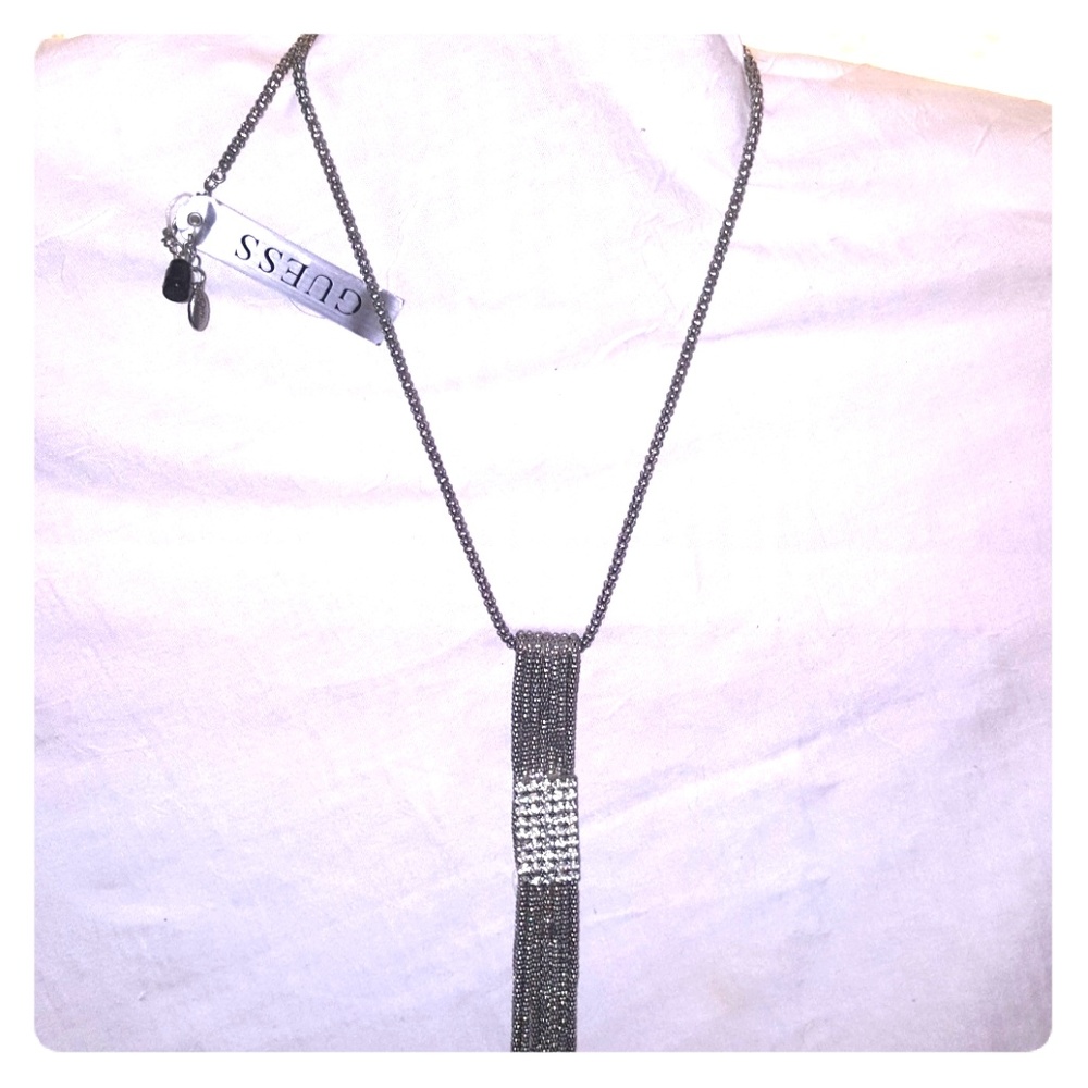 Brand New GUESS Rhinestone Tie Necklacke