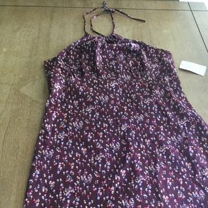 NWT maroon and floral print halter dress