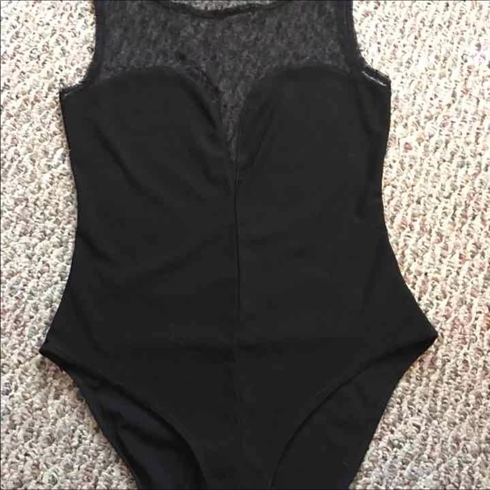 Black Polka Dot Lace Bodysuit