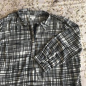 Ava & Viv Black and White Long-sleeved Blouse