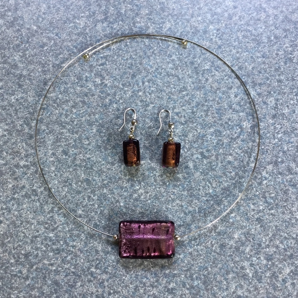 Italian glass set with ring, earrings & necklace