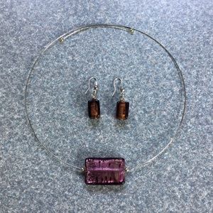 Italian glass set with ring, earrings & necklace