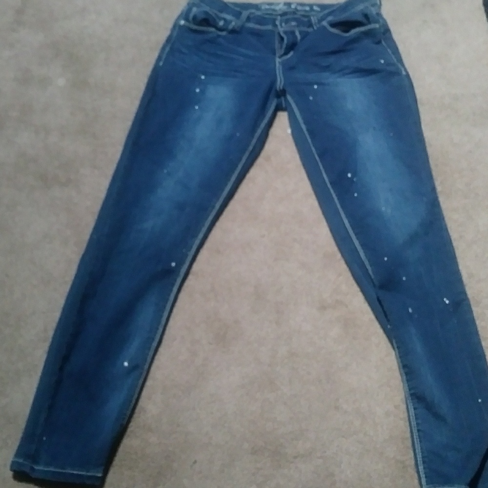 Rue21 paint splatterd skinny jeans