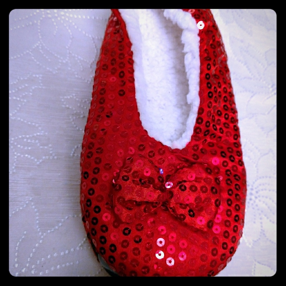 NWT Red Sequined Slippers