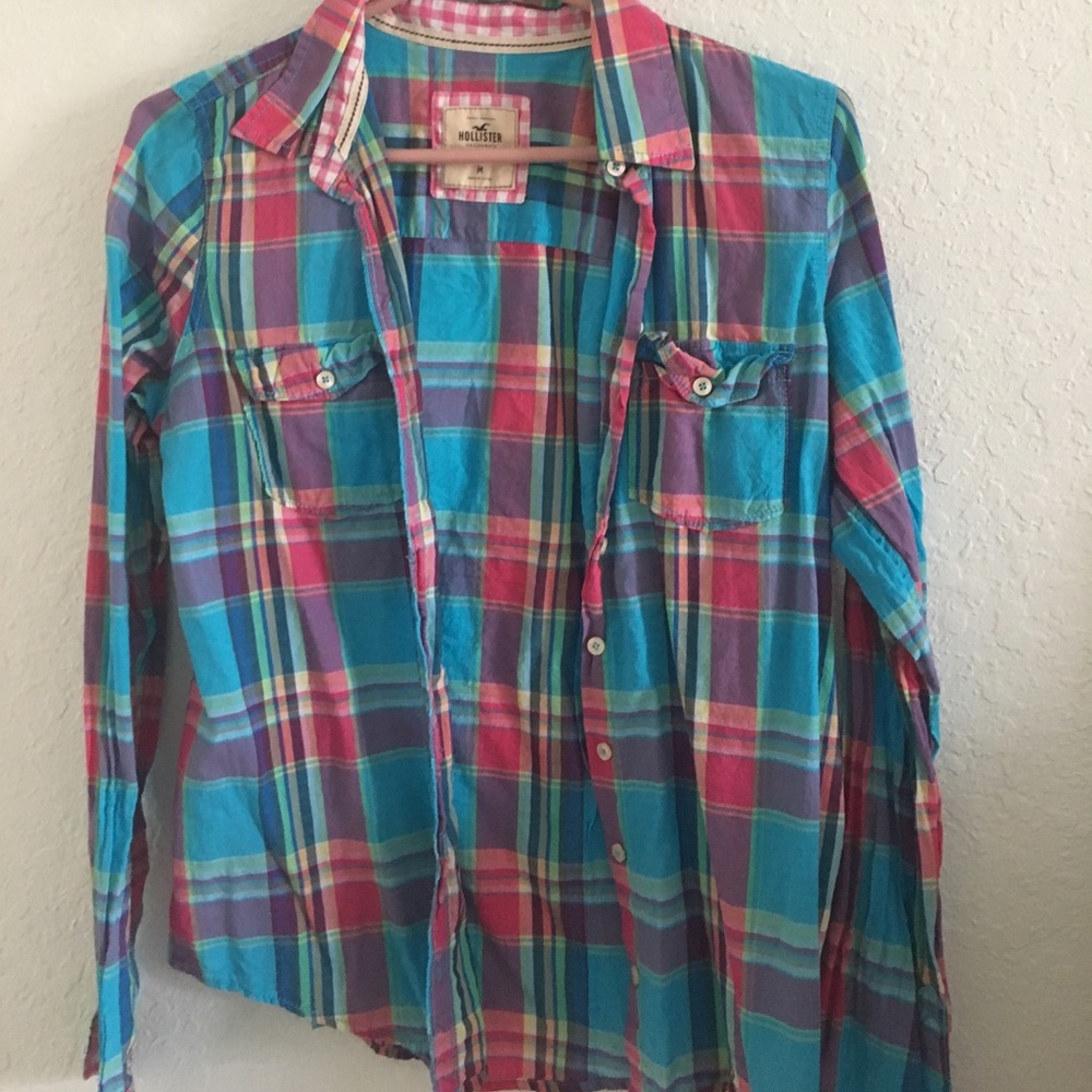 Medium thin bright plaid shirt