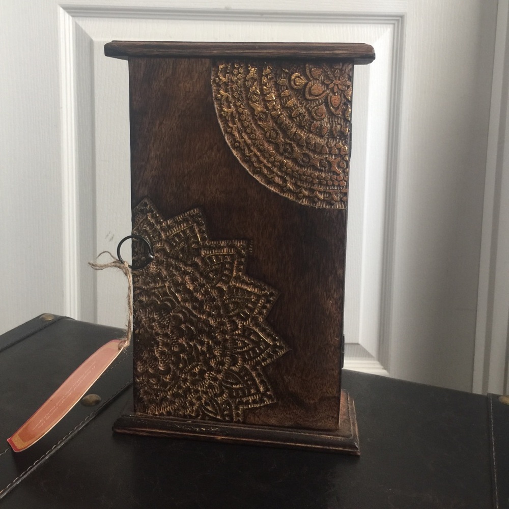 NWT wooden boho jewelry holder box