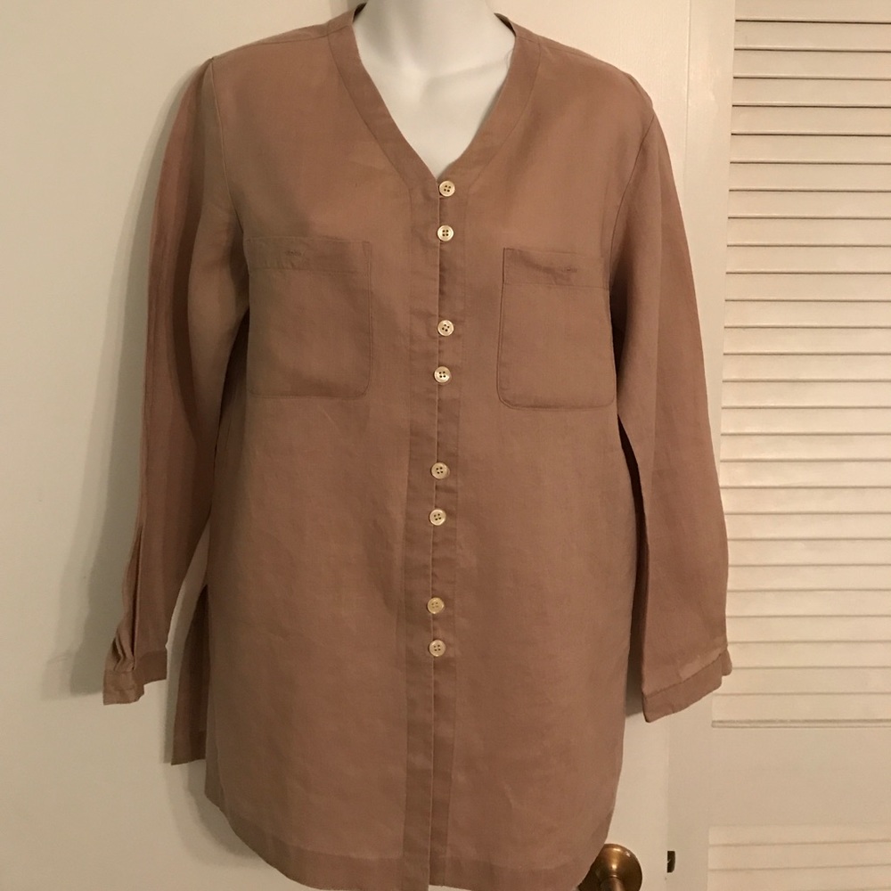 CLASSIC LINEN SHIRT JAC WITH DOUBLE BUTTONS