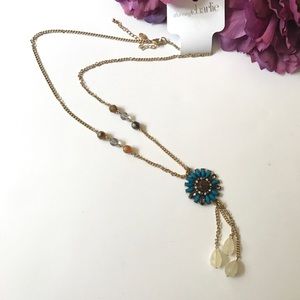 🍰 SALE Blue flower long necklace By Charming C.
