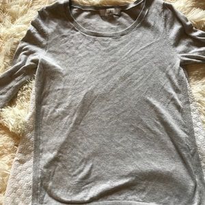 LOFT Grey Pullover w Lace Cutouts