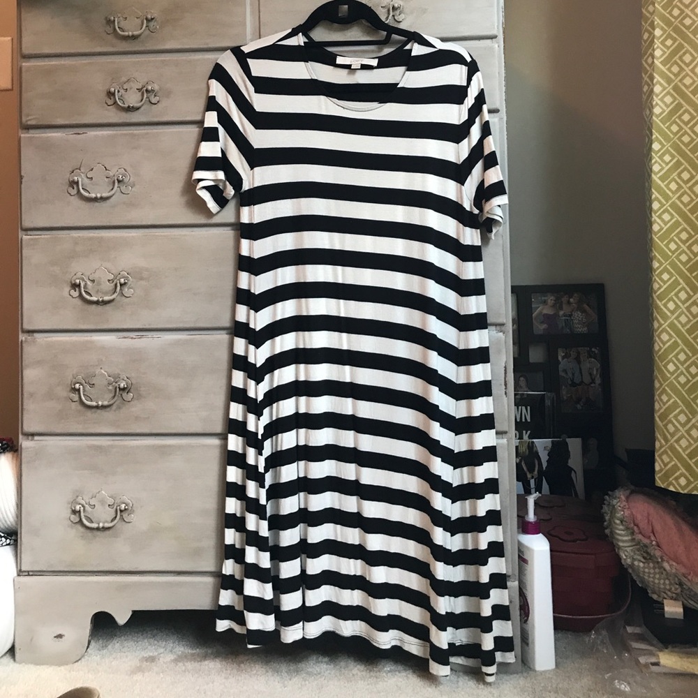 Black and White striped LOFT dress