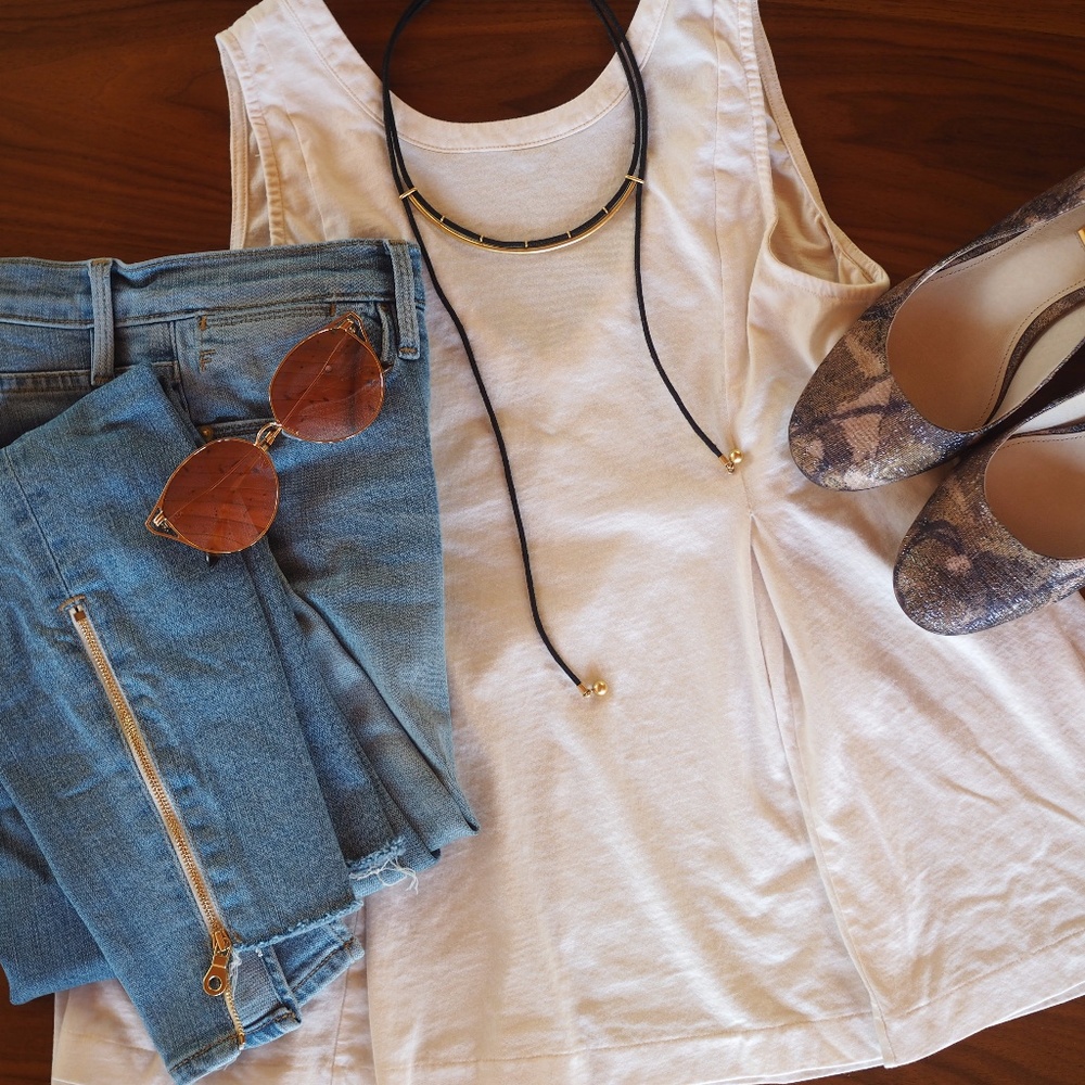 Madewell Luster Cotton Swing Tank in Cream XS