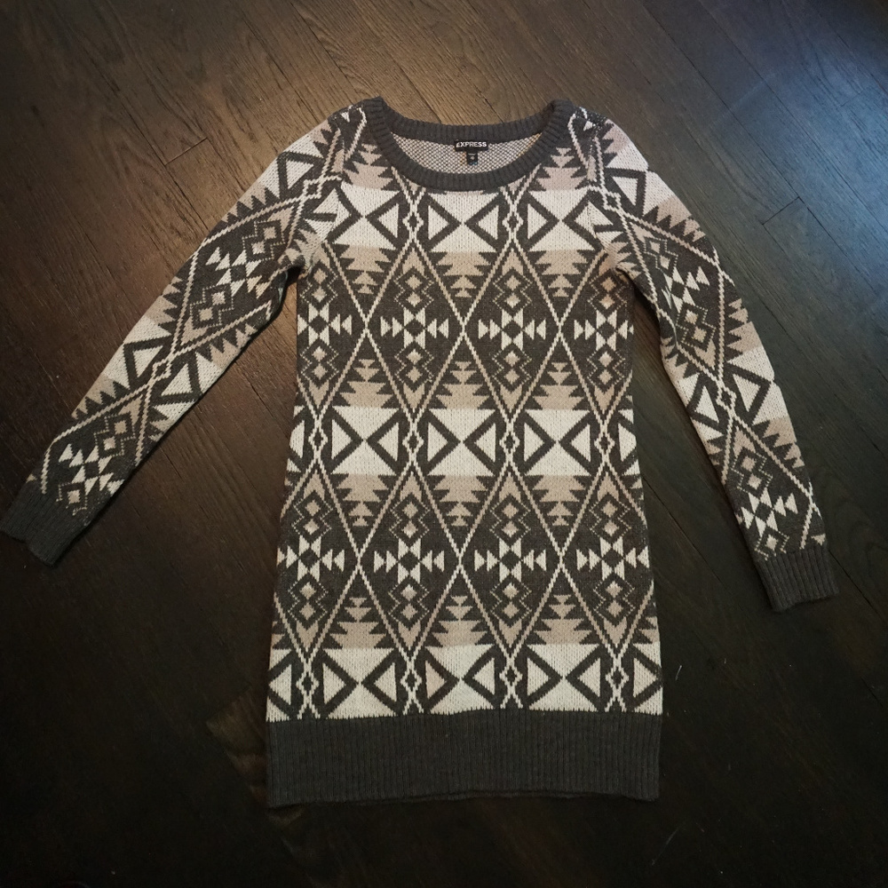 Express Tribal Print Sweater Dress/Tunic