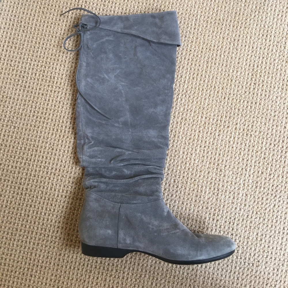 Grey suede and leather boots