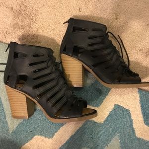 Report black gladiator sandal heels