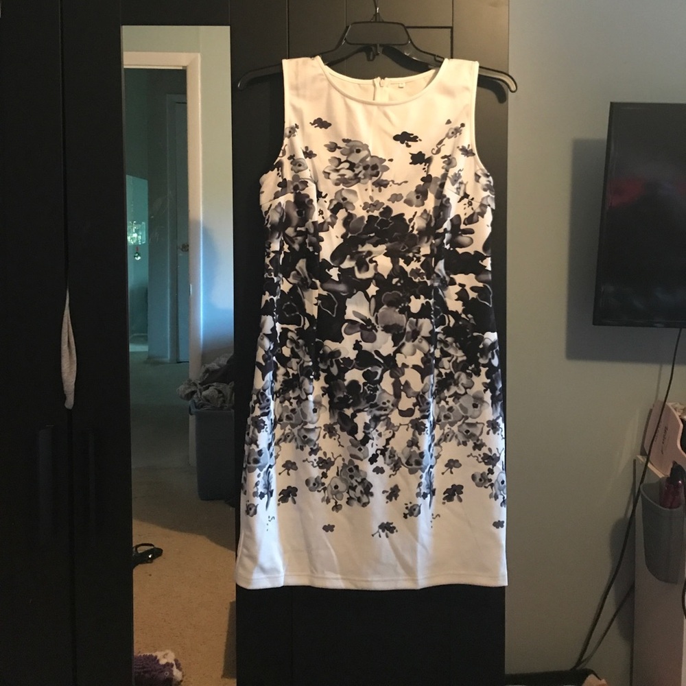 Black and white gray floral dress