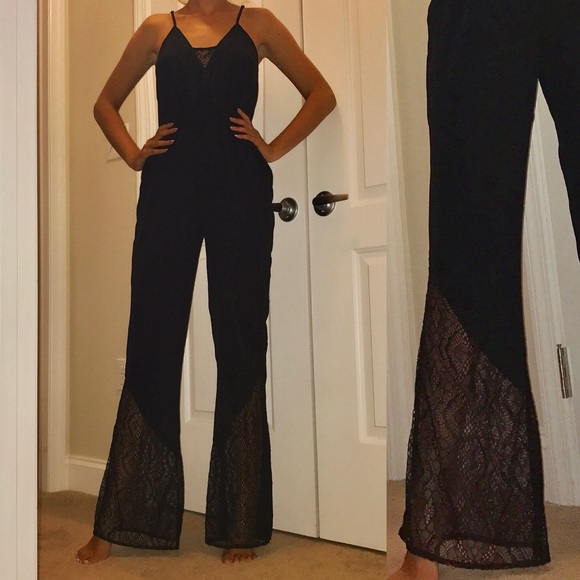 lace bell bottom jumpsuit