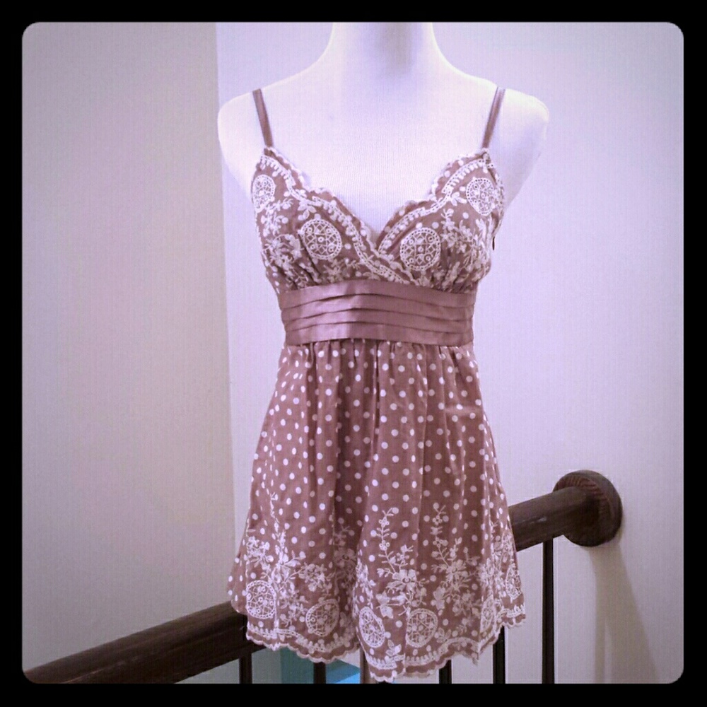 Do & be polka dot/ embroidered top.