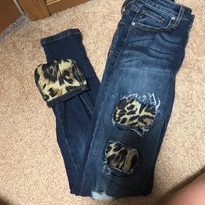 KanCan Skinny Jeans with cheetah patches