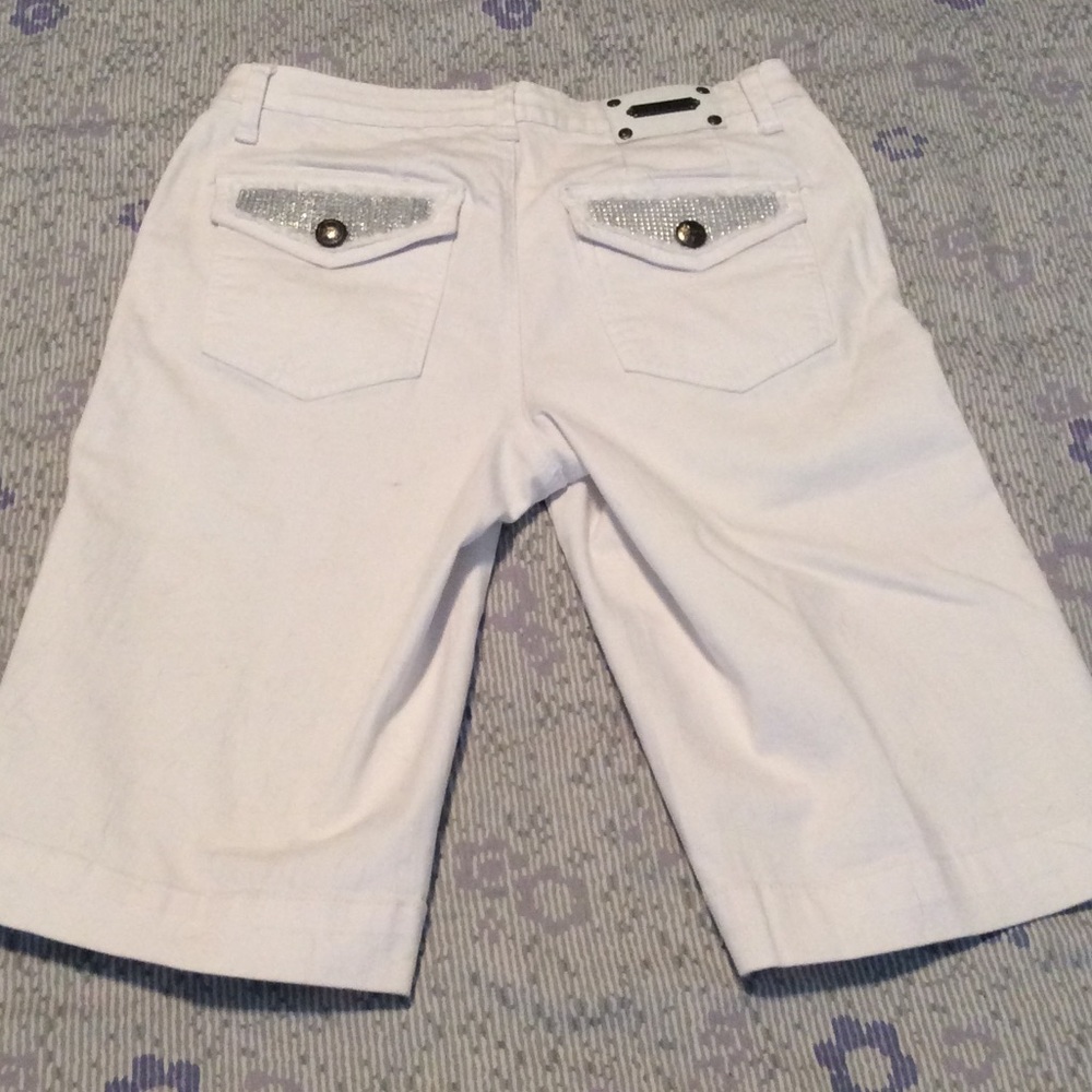 Tru Luxe Long Bermuda Shorts With Bling View 2