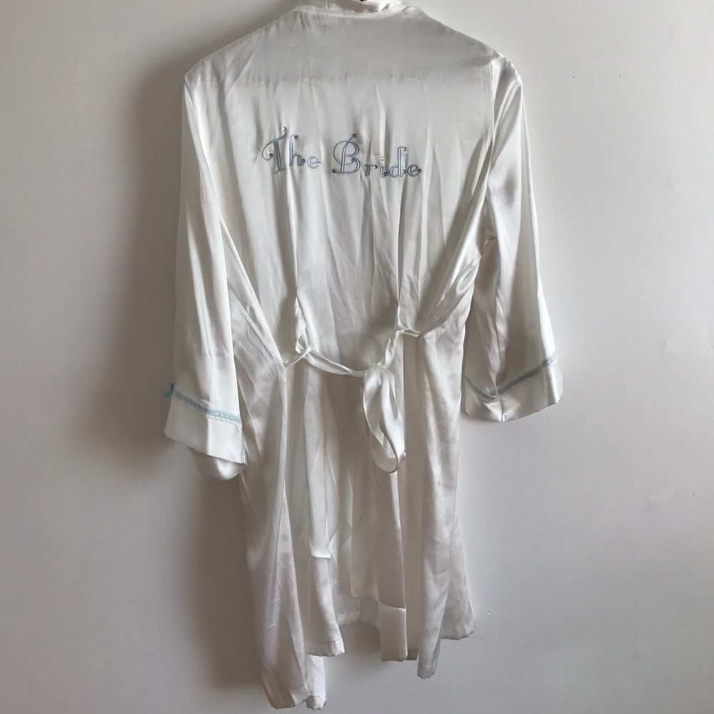 Silky White Bejeweled Bride Robe